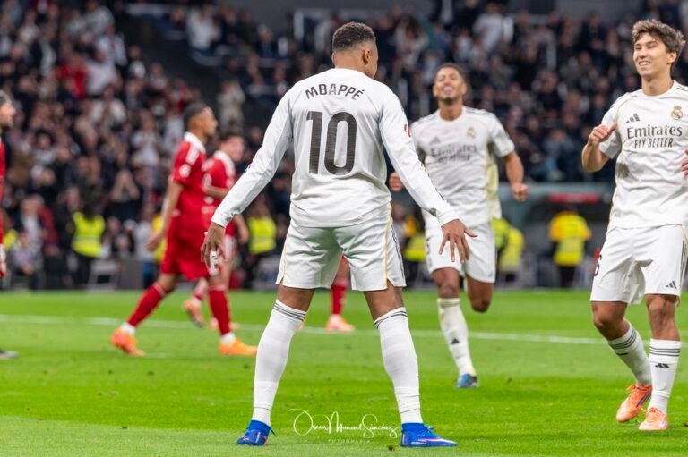 KYLIAN MBAPPE of Real Madrid CF goal and celebration, equals CRISTIANO RONALDO's annual record for goals