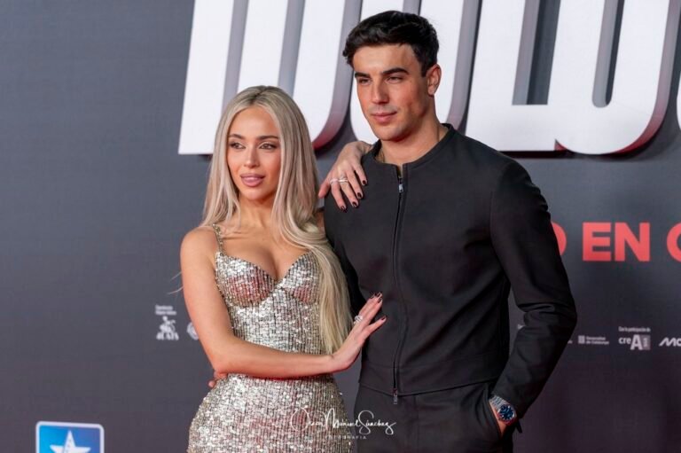 Singer and actress ANA MENA and actor OSCAR CASAS, who are a couple. attend the PREMIERE of the film “IDOLOS”