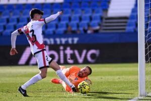 OSCAR VALENTIN of Rayo Vallecano scoring the second goal during the LaLiga