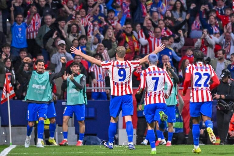ALEXANDER SØRLOTH of Atletico de Madrid celebrates a goal