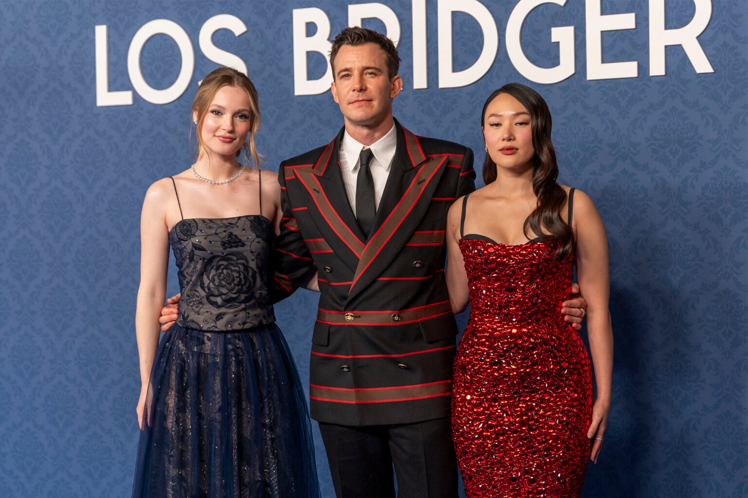 British actress HANNAH DODD, English actor LUKE THOMPSON and Australian actress YERIN HA attend "Bridgerton"