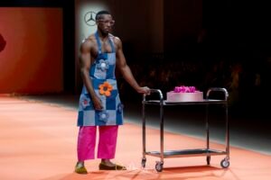 The model walks the runway at designer AGATHA RUIZ DE LA PRADA fashion show