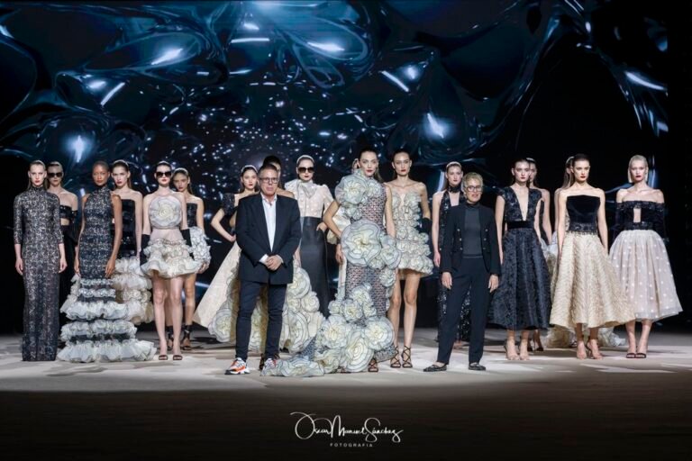 The models walk the runway and pose with designer HANNIBAL LAGUNA