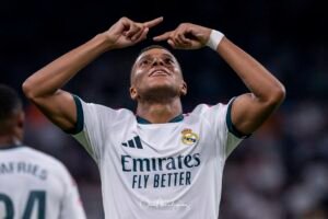 10 KYLIAN MBAPPE of Real Madrid CF celebrates a goal (4-1)during the match